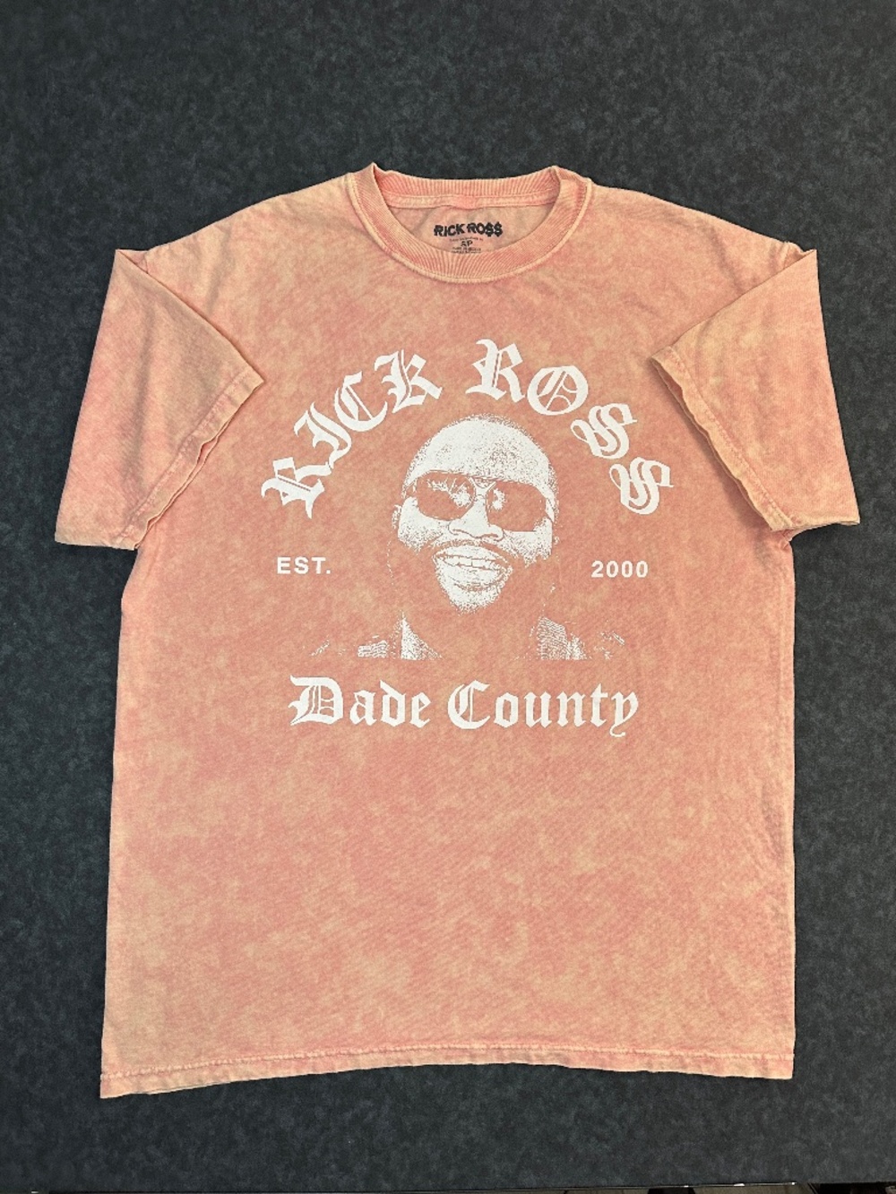 Rick Ross Dade County Pink/Orange Acid Wash Graphic T Shirt Size Small